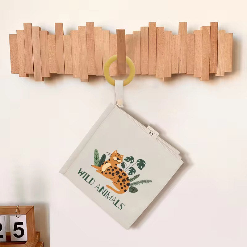 Vibrant Wild Animal Safari Sensory Crinkle Book with Wooden Handle