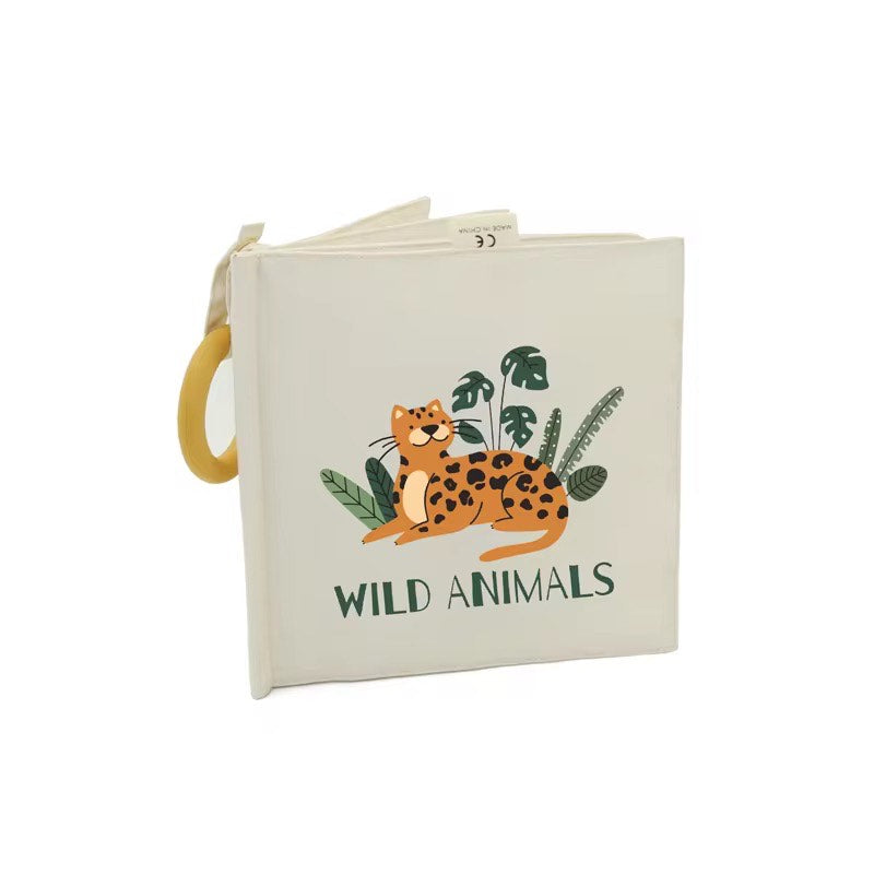 Vibrant Wild Animal Safari Sensory Crinkle Book with Wooden Handle