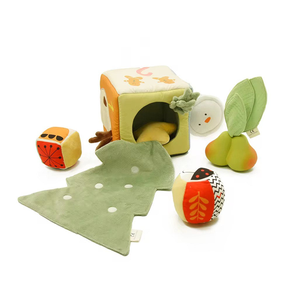 Sensory Number Cube with Christmas Tree Stuffing
