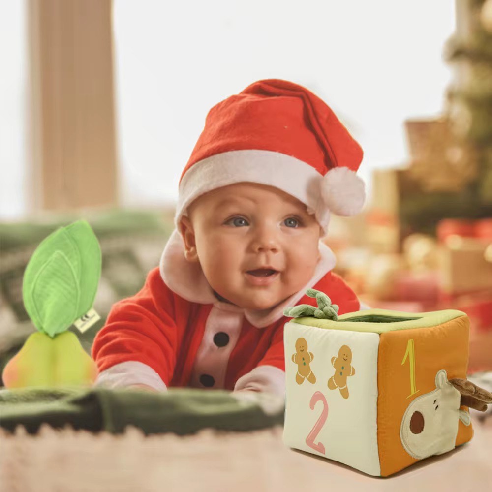Sensory Number Cube with Christmas Tree Stuffing